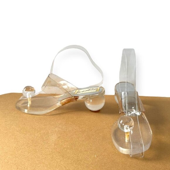 Vintage Lucite Thong Sandals With Ball Heels. Saks Fifth  Vintage Lucite Thong Sandals with Ball Heels. Saks Fifth Avenue